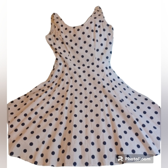 Vintage Dresses & Skirts - Vintage Rockabilly, Polka-dot Swing Dress Size M